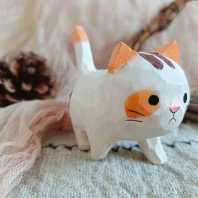 Jauki kaķēnu rotājumi Koka grebšana Roku grebšana Bērnu DIY Krāsu krāsošana Jauna veida ainavu veidošana Rotaļlietas Dzimšanas dienas dāvana