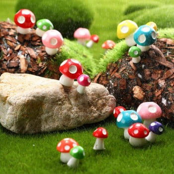 20 τμχ Ρητίνη Tiny Mushroom Figurines Gnome Mini Mushrooms Miniature For Micro Landscape DIY Fairy Garden crafts Terrarium Decor