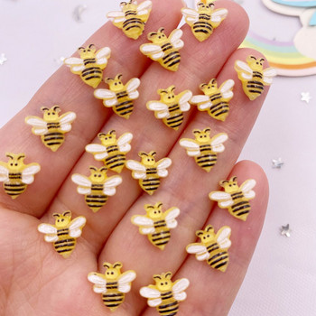 50 τμχ Ρητίνη 10 χιλιοστών ζωγραφισμένη στο χέρι Mini Honeybee Flatback Cartoon Rhinestone Figurines Scrapbook Στολίδι Απλικέ Craft DIY Nail Art