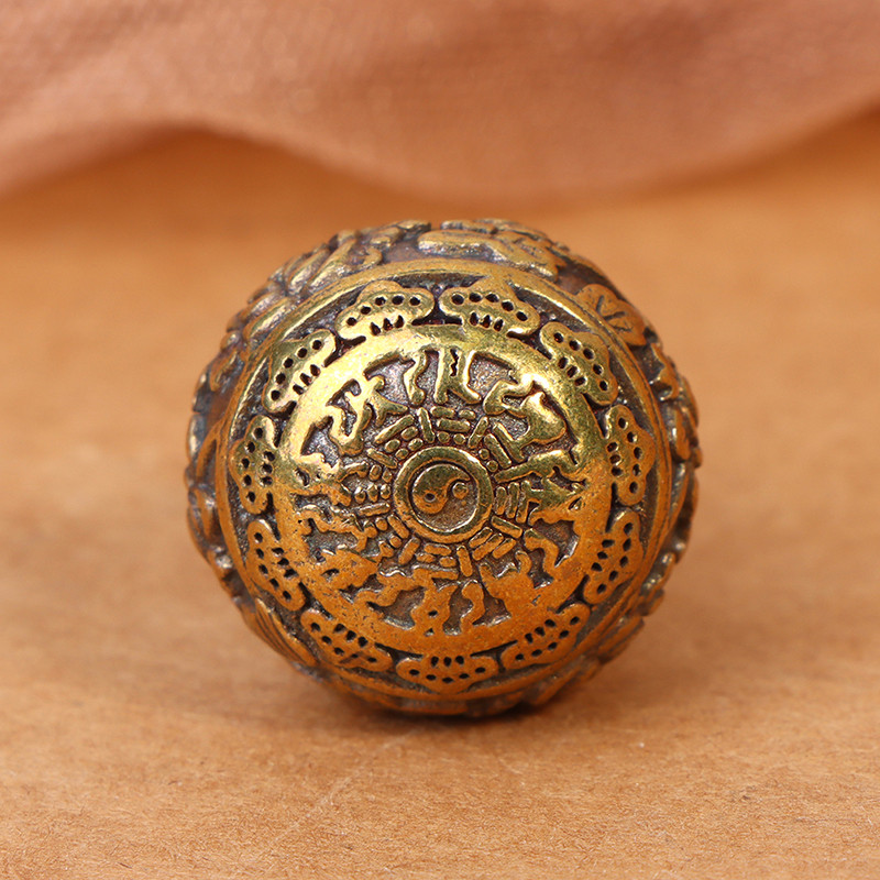 1 db Feng Shui sárgaréz kínai betűk Blessing Lotus Gourd Charms kulcstartó medálok Pill Box Otthoni tárolódoboz Szerencsés vagyon Ajándék