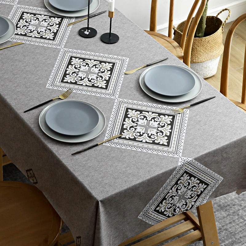 Šiuolaikinė paprasto stiliaus buitinė šiaurietiška staltiesė, apsauganti nuo užsiteršimo, stačiakampio formos kavos staliukas, atsparus vandeniui ir aliejui audinys