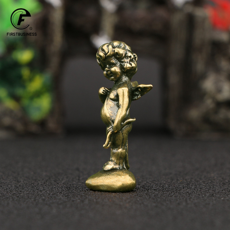Retro vara mīlestības dievs Cupid statuja Mazie rotājumi Misiņa eņģeļu figūriņas Darbvirsmas rotājumi Mājas dekori Piederumi istabai