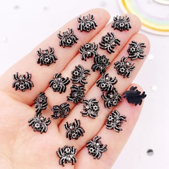 50 τεμ. 9mm Ρητίνη Glitter Αράχνη Flatback Flower Rhinestone Gem Λεύκωμα Φιγούρες Στολίδι Απλικέ Crafts DIY Nail Art OL751