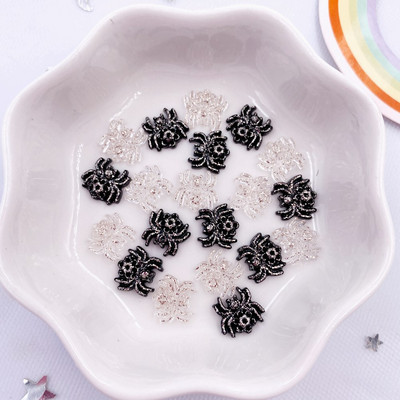 50 bucăți 9mm rășină sclipici păianjen cu spate plat floare strasuri bijuterie figurine pentru album de însemnări ornamente aplicate artizanat DIY nail art OL751