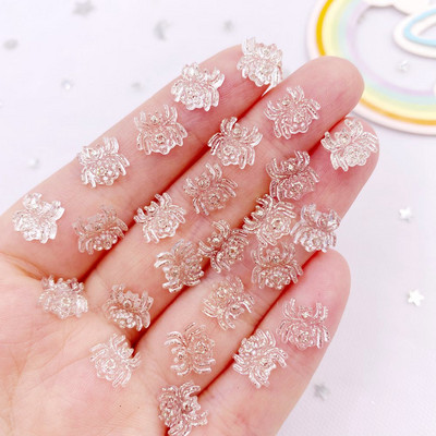 50 db 9 mm-es gyanta csillámos pók lapos hátú virág strasszkő drágakő Scrapbook figurák dísz applikáció kézműves DIY körömdíszítés OL751