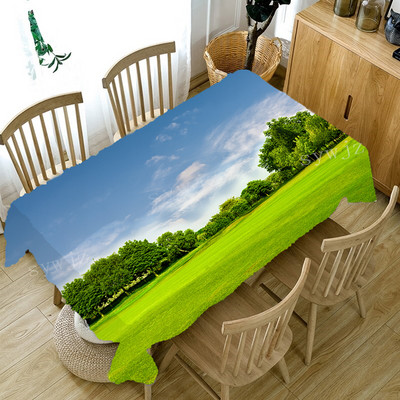 3D galdauts ainavas raksta lina traipiem izturīgs taisnstūrveida galdauts Ziemassvētku Jaungada dāvanu galdauts kāzām