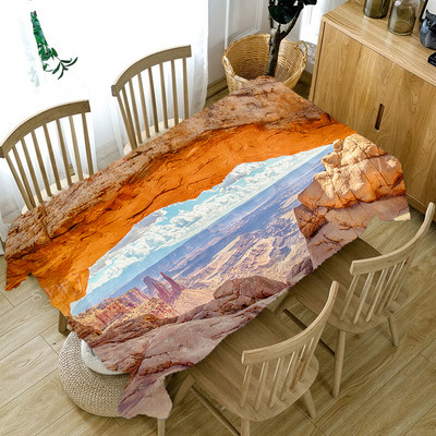 3D galdauts ainavas raksta lina traipiem izturīgs taisnstūrveida galdauts Ziemassvētku Jaungada dāvanu galdauts kāzām