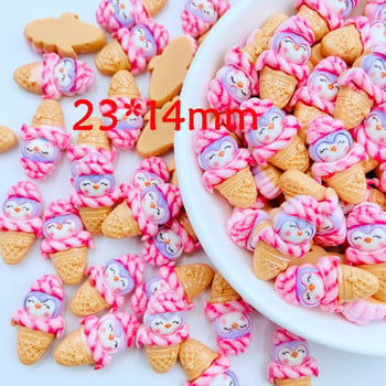 10 τμχ Νέο Mini Cartoon Cute Kawaii Animal Ice Cream Flat Back Resin Cabochon Scrapbook DIY Jewellery Charm Accessories H35