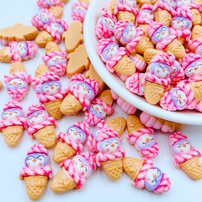 10 gab. Jauna mini multfilma Cute Kawaii dzīvnieku saldējums, plakana muguras sveķu Cabochon albums, DIY juvelierizstrādājumu šarms aksesuāri H35