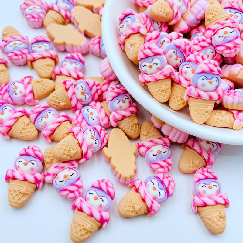 10 gab. Jauna mini multfilma Cute Kawaii dzīvnieku saldējums, plakana muguras sveķu Cabochon albums, DIY juvelierizstrādājumu šarms aksesuāri H35