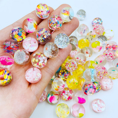 10 bucăți noi, drăguț din desene animate, mini minge de cristal transparente, cabușoane din rășină cu spatele plat, bijuterii DIY, accesorii de decorare artizanale D95