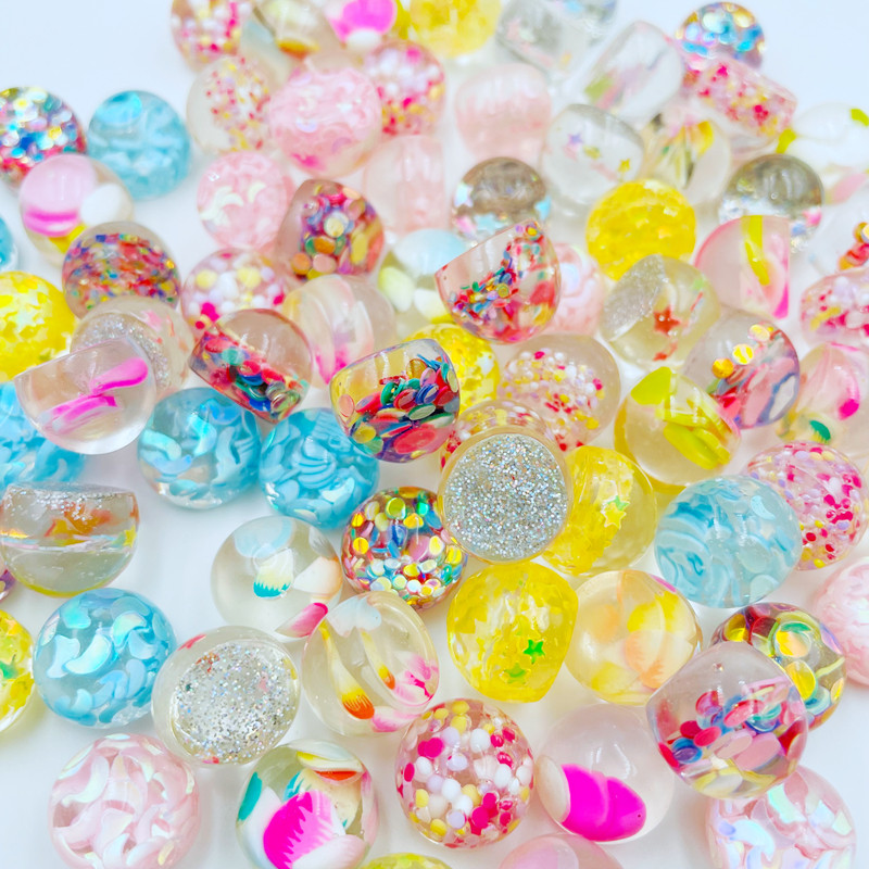 10Gb. Jauna, jauka multfilma, spīdīga mini caurspīdīga kristāla bumba, plakana aizmugure, sveķu kabošoni, DIY rotaslietas, rotājumi, aksesuāri D95