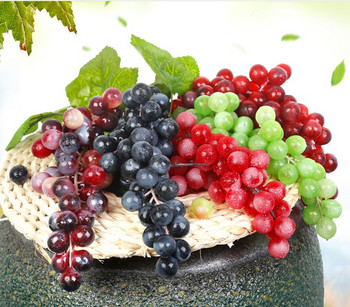 Τεχνητά σταφύλια Μίνι συστάδες σταφυλιών DIY Simulation Fruits για διακόσμηση κήπου σπιτιού Μπομπονιέρα γάμου Φρούτα κρασί Faux Fruit Prop
