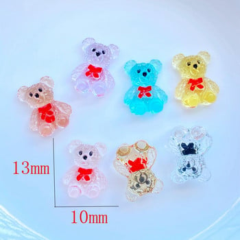 30 τμχ Νέο χαριτωμένο μίνι κόμπο δώρου Bear Flat Back Resin Cabochons Scrapbooking DIY Αξεσουάρ διακόσμησης κοσμημάτων χειροτεχνίας W06