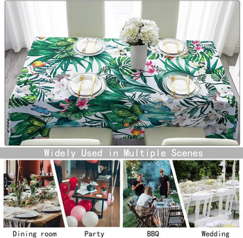 Τροπικό Πράσινο Φύλλο Ορθογώνιο Αδιάβροχο Τραπεζομάντιλο Διακόσμηση Γάμου Καλοκαιρινό λουλουδάτο κάλυμμα τραπεζιού για διακόσμηση δείπνου για πικνίκ πάρτι