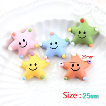 10Pcs Kawaii Resin Smile Morska Starfish Five Star Miniature Cabochon Art Supplies DIY Earring Craft Decoration Homemade Gift Phone Deco