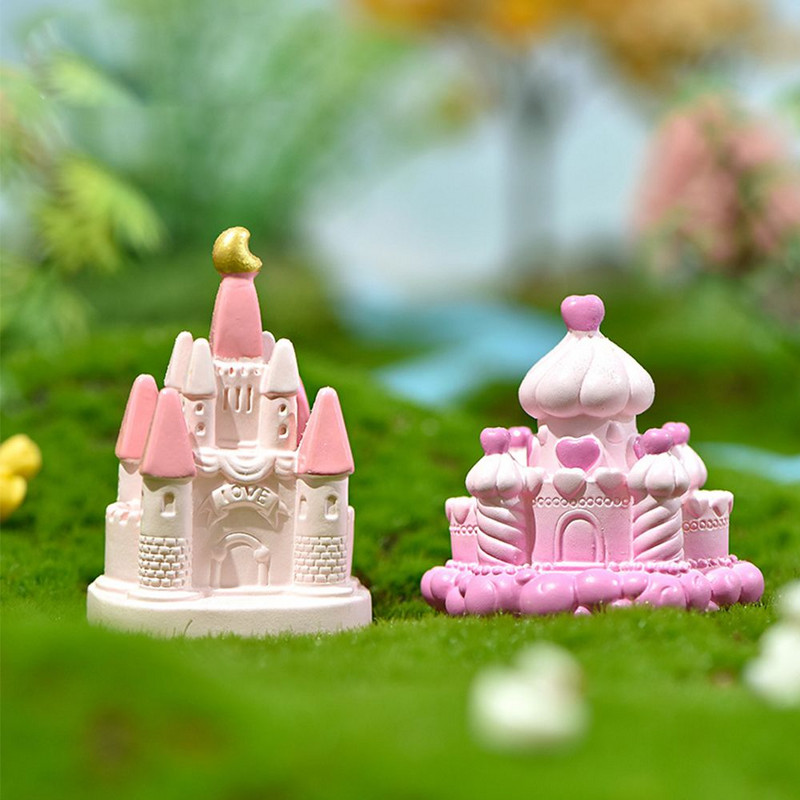 Mājas dekors DIY darbvirsmas kūkas ornaments fantāzijas pasaku pils miniatūra mikro ainava Mēness pils