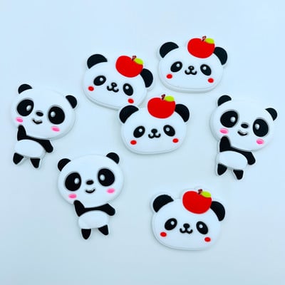 10 buc. Lipici moale Kawaii Animal de desene animate Panda Plat DIY Artizanat Album de însemnări Arc de păr Accesorii de decorare pentru centru D78