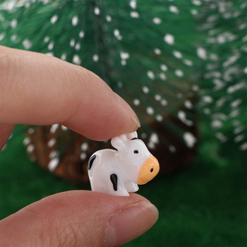 10 бр Kawaii Mini Cow Animals Домашни микро приказни градински фигурки Миниатюри Украса за домашна градина Направи си сам аксесоари