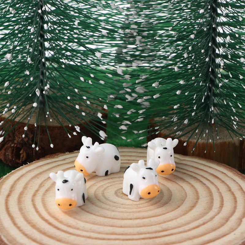10db Kawaii Mini Tehén Állatok Otthon Mikrotündér Kerti Figurák Miniatűrök Otthoni Kert Dekoráció Barkács kiegészítők