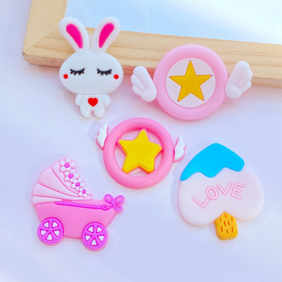 10db új aranyos nyúl, popsicle sorozat PVC rugalmas ragasztó lapos hátú barkács Scrapbook díszítéssel telefon kézműves dekoráció