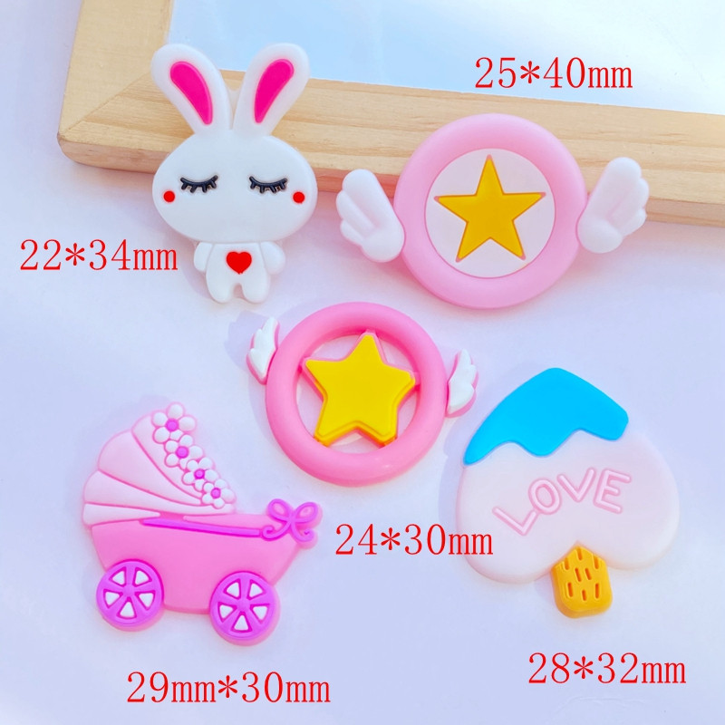 10db új aranyos nyúl, popsicle sorozat PVC rugalmas ragasztó lapos hátú barkács Scrapbook díszítéssel telefon kézműves dekoráció