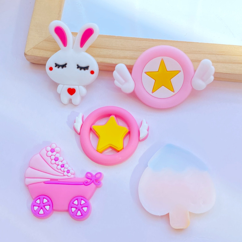 10db új aranyos nyúl, popsicle sorozat PVC rugalmas ragasztó lapos hátú barkács Scrapbook díszítéssel telefon kézműves dekoráció