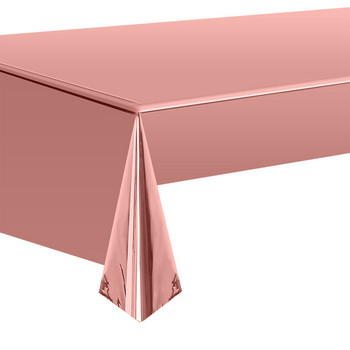 Цвят розово злато сребро ПЛАСТМАСОВО ПОКРИВАНЕ за еднократна употреба покривка за маса 137x274 см 54x108 инча Парти принадлежности Покривка
