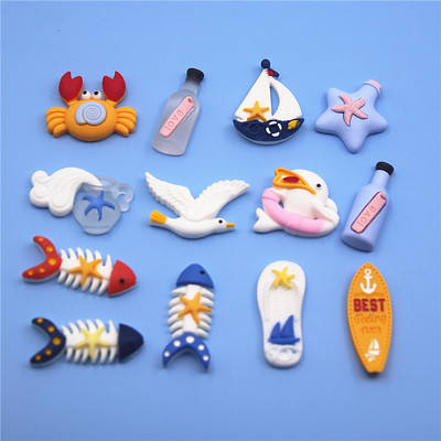 10 gab. Krabis/burāšana/čības/delfīni/dreifēšana/kaija/zivju sveķi Plakana mugura DIY Hair Bow Center Scrapbooking amatniecība