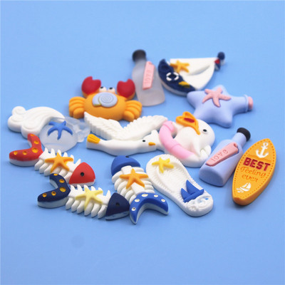 10 vnt. Krabas / Buriavimas / Šlepetės / Delfinai / Dreifavimas / Žuvėdra / Žuvų derva Plokščia nugara "Pasidaryk pats" Hair Bow Center Scrapbooking amatai