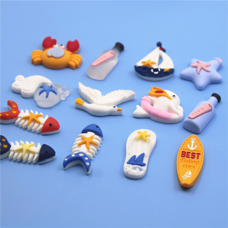 10 vnt. Krabas / Buriavimas / Šlepetės / Delfinai / Dreifavimas / Žuvėdra / Žuvų derva Plokščia nugara "Pasidaryk pats" Hair Bow Center Scrapbooking amatai