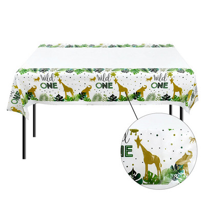 Džungļu safari tēmas Dzīvnieki Galdauts Galda pārklājs Bērniem Savvaļas Vienas dzimšanas dienas svinības Galda audums Meža ballīšu piederumi