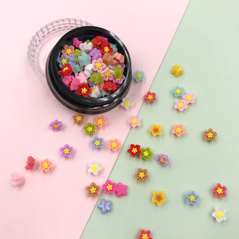 100 τμχ Μικτό 6mm Mini 3D Rose Flower Flatback Ρητίνη Cabochon Nail Art Διακόσμηση μανικιούρ DIY Charms Αυτοκόλλητα νυχιών Αξεσουάρ