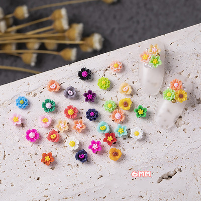 100 tk segatud 6 mm mini 3D roosiõie lameda seljavaik Cabochon Nail Art maniküüri kaunistus DIY võlusid küünekleebised tarvikud