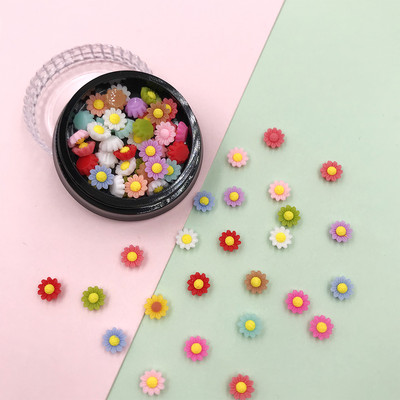 100 gab jaukts 6 mm mini 3D rožu zieds ar plakanu sveķu kabošona nagu mākslas manikīra dekorēšanu.