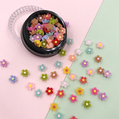 100 gab jaukts 6 mm mini 3D rožu zieds ar plakanu sveķu kabošona nagu mākslas manikīra dekorēšanu.