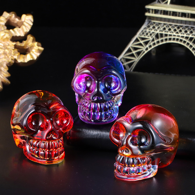 1Gb Mini grebti kristāla galvaskausa statujas kvarca skulptūras galvaskauss ar rokām grebts skelets figūriņas galvas kaulu dziedinošs akmens ornaments