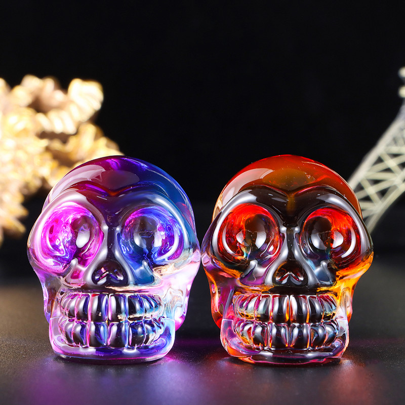 1Gb Mini grebti kristāla galvaskausa statujas kvarca skulptūras galvaskauss ar rokām grebts skelets figūriņas galvas kaulu dziedinošs akmens ornaments