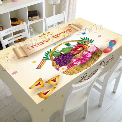 Ebreju Vasarsvētku galdauta ballītes dekors Taisnstūrveida gvajaves datuma palmu drukas kolekcija svētku traipus izturīgs galdauts