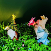 Rūķa figūriņa LED gaismas ziedu turēšana bezsejas elfa ornaments rūķa figūriņa mikro ainava miniatūra dārza aksesuāri jardin