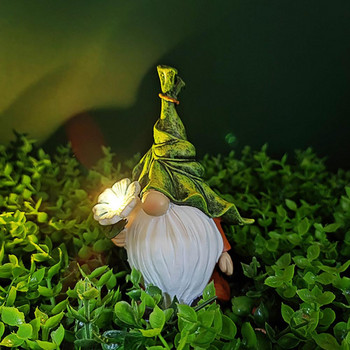 Gnome Figurine LED Light Flower που κρατά στολίδι απρόσωπο ξωτικό Φιγούρα νάνου Micro Landscape Μινιατούρα αξεσουάρ κήπου jardin