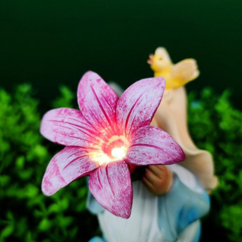 Gnome Figurine LED Light Flower που κρατά στολίδι απρόσωπο ξωτικό Φιγούρα νάνου Micro Landscape Μινιατούρα αξεσουάρ κήπου jardin