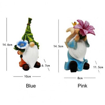 Gnome Figurine LED Light Flower που κρατά στολίδι απρόσωπο ξωτικό Φιγούρα νάνου Micro Landscape Μινιατούρα αξεσουάρ κήπου jardin