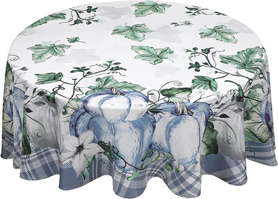 Rudens ķirbju galdauts 60 collu apaļš rudens Pateicības dienas galdauts, putekļu necaurlaidīgs, grumbu izturīgs zemniecisks galdauts