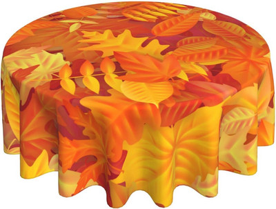 Rudens ķirbju galdauts 60 collu apaļš rudens Pateicības dienas galdauts, putekļu necaurlaidīgs, grumbu izturīgs zemniecisks galdauts