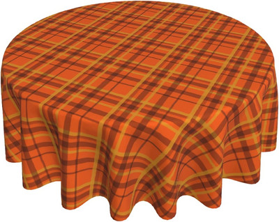 Rudens ķirbju galdauts 60 collu apaļš rudens Pateicības dienas galdauts, putekļu necaurlaidīgs, grumbu izturīgs zemniecisks galdauts