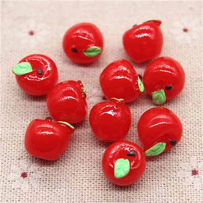 10 gab Kawaii Simulation Fruit Resin 3D Sarkans/Zaļš Apple Dekoratīvie amatniecības Scrapbooking piederumi, 12*13mm.