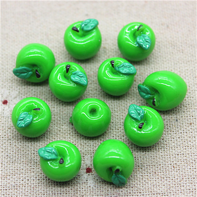 10 gab Kawaii Simulation Fruit Resin 3D Sarkans/Zaļš Apple Dekoratīvie amatniecības Scrapbooking piederumi, 12*13mm.