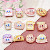 20 vnt. Naujas mini mielas animacinių filmų pienas, kava, duona ir pyragaičių serija dervos iškarpų knygelė pasidaryk pats papuošalai plaukų segtukai papuošti aksesuarus.