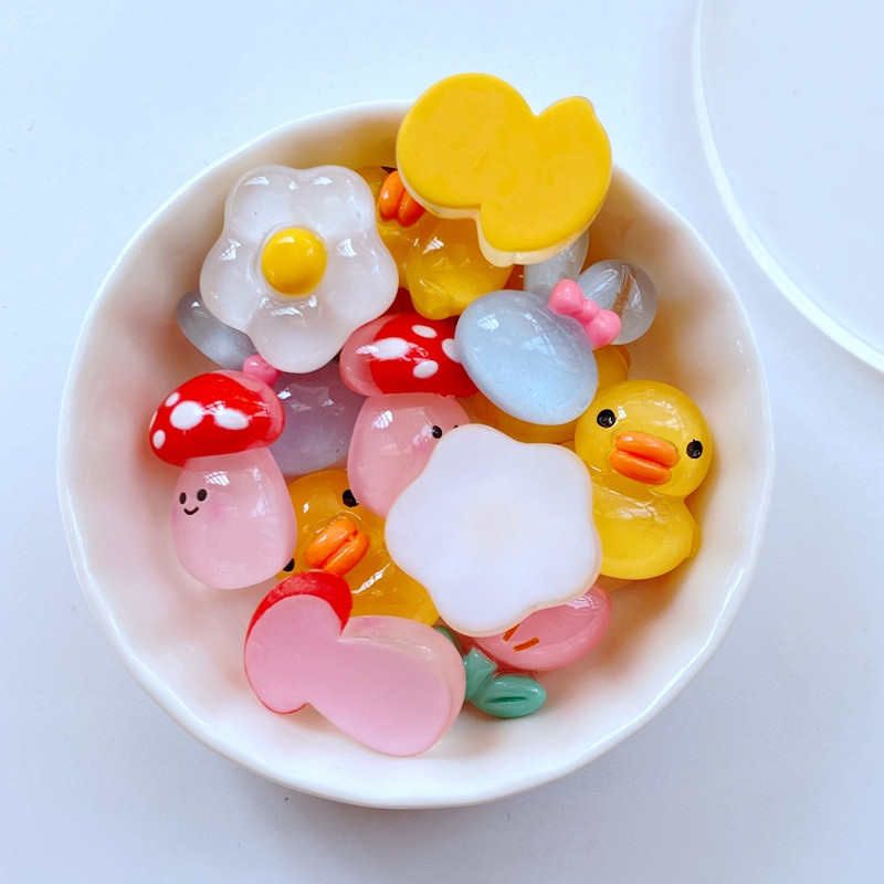 10 gab. Jauns mini 17–22 mm jauks truša galvas pīles sēņu zieds, plakans sveķu zieds